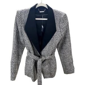 White House Black Market Gray Belted Tweed Jacket - Size 12 (NWOT)